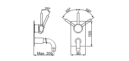 Monocomando 2 furos lavatório embutido - Série techno 465 - Ref.: 32402TH - CIFIAL